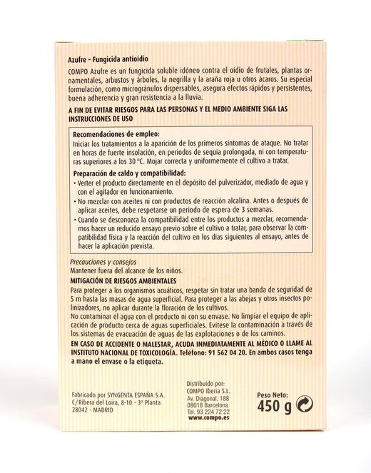 COMPO BIO Azufre Fungicida Antioidio 450g
